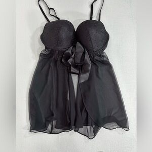 Victoria’s Secret baby doll push up lingerie dress black size 36D